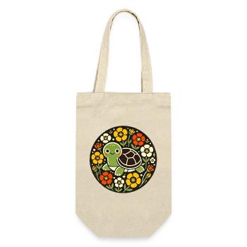 Tiny Turtle Amid Floral Circle - Gift Bag for Bottles - nature - Front