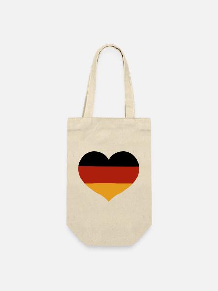 Deutsche herzförmige Flagge - Geschenkbeutel für Flaschen - Natur