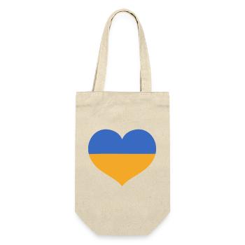 Flaggenherz in den Farben der Ukraine - Geschenkbeutel für Flaschen - Natur - Vorne