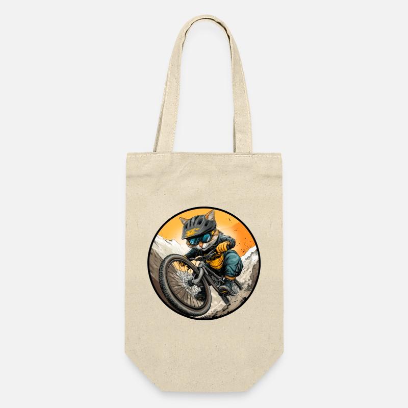 Cat Biker / MTB Kitten - Gift Bag for Bottles - nature