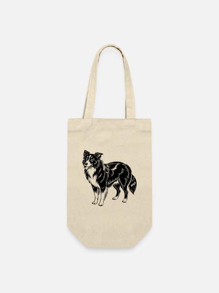 Border Collie - Geschenkbeutel für Flaschen - Natur