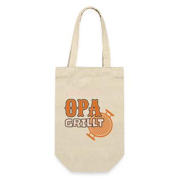 Caution Grandpa Grills Funny BBQ Outfit - Gift Bag for Bottles - nature - Front