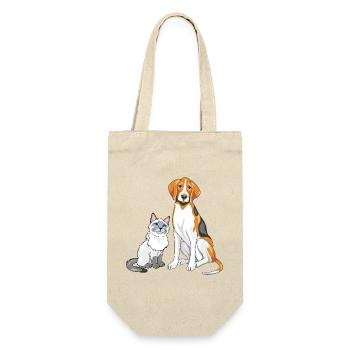 Siamese_cat_and_Foxhound_are_best_friends - Geschenkbeutel für Flaschen - Natur - Vorne
