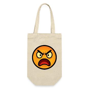Wütendes Emoticon auf Flames Orange - Geschenkbeutel für Flaschen - Natur - Vorne