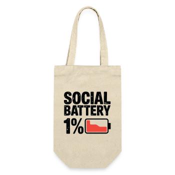 Social Battery 1% Grafik-T-Shirt - Geschenkbeutel für Flaschen - Natur - Vorne