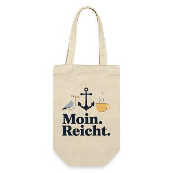  Moin. Reicht. Anker Möwe Kaffee Nordsee Ostsee - Geschenkbeutel für Flaschen - Natur - Vorne