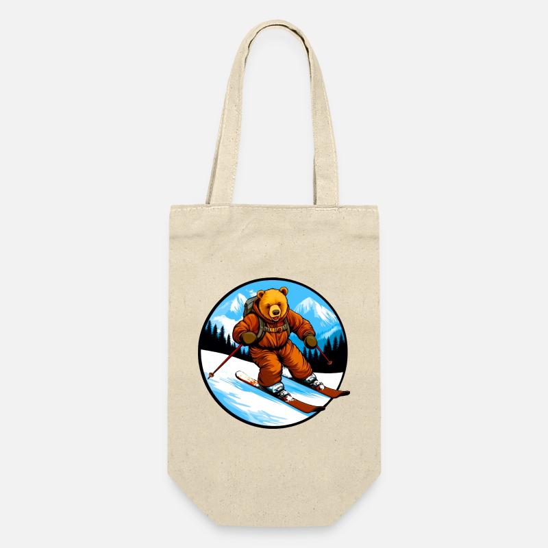 Ski Bär - Geschenkbeutel für Flaschen - Natur