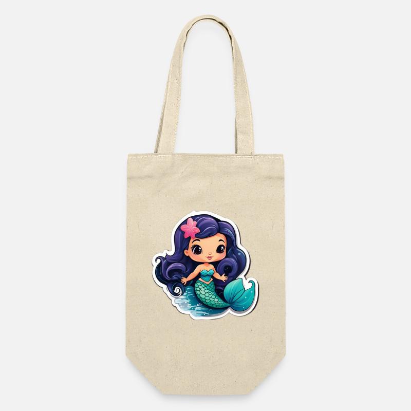 Sirène kawaii à queue turquoise - Sac à bouteille - nature