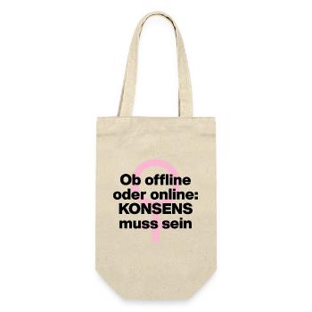 OB OFFLINE ODER ONLINE: KONSENS! ♀ FEMALE POWER - Geschenkbeutel für Flaschen - Natur - Vorne