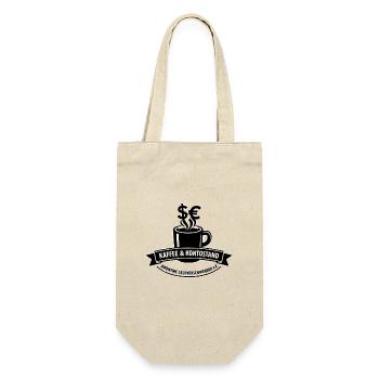Kaffee & Kontostand Motiv - Geschenkbeutel für Flaschen - Natur - Vorne