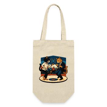 Deux chats rétro dansant – style vintage - Sac à bouteille - nature - Devant