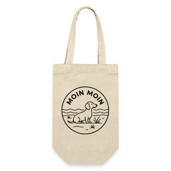 Moin Dackel Meer Badge - Geschenkbeutel für Flaschen - Natur - Vorne