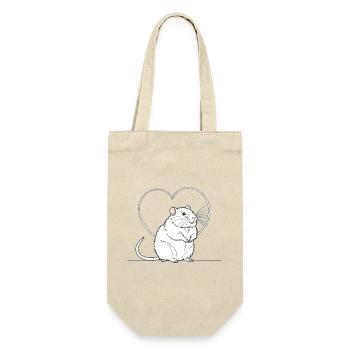 Herz-Ratte im Herzrahmen - Geschenkbeutel für Flaschen - Natur - Vorne