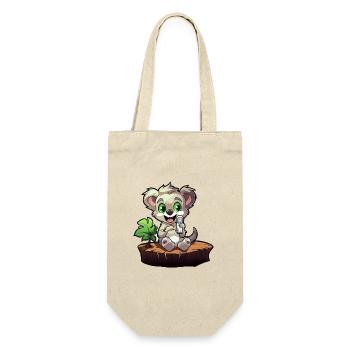 Kleiner Koala am Baumstumpf - Geschenkbeutel für Flaschen - Natur - Vorne