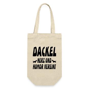Dackel - Geschenkbeutel für Flaschen - Natur - Vorne