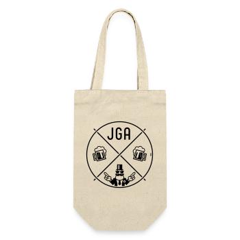JGA Bräutigam Handzeichen Bier Kreis Symbol POS 1C - Geschenkbeutel für Flaschen - Natur - Vorne