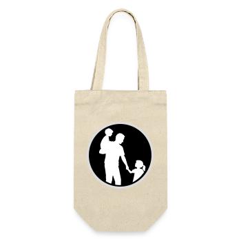 Vater Kind Silhouette Spazieren Familie Papa Liebe - Geschenkbeutel für Flaschen - Natur - Vorne
