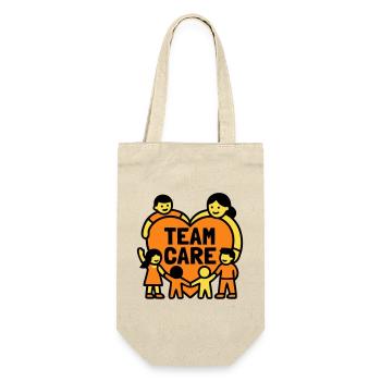 Team Care Herz Kita Wappen - Geschenkbeutel für Flaschen - Natur - Vorne