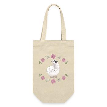 Vintage Wachtel Design mit Rosen - Geschenkbeutel für Flaschen - Natur - Vorne
