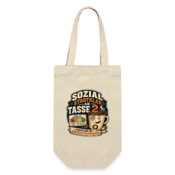 Sozial Startklar Ab Tasse 2 Kaffee Motiv - Geschenkbeutel für Flaschen - Natur - Vorne
