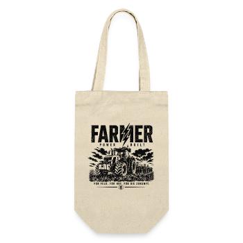 FarmPower Traktor Blitz - Geschenkbeutel für Flaschen - Natur - Vorne