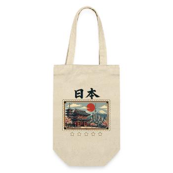 Tokio Reisepost im Vintage Stil - Geschenkbeutel für Flaschen - Natur - Vorne