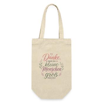 Danke, dass du Kleine groß machst Erzieherin - Geschenkbeutel für Flaschen - Natur - Vorne