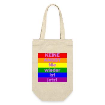 KEINE ANGST NIE WIEDER IST JETZT,  NO NZS, NO AFD - Geschenkbeutel für Flaschen - Natur - Vorne