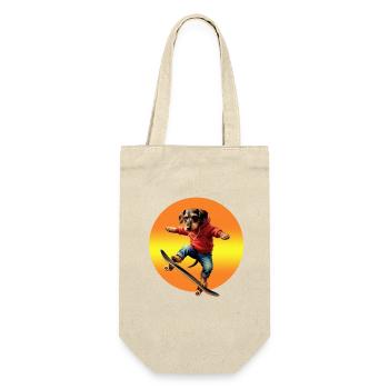 Skater Dachshund Oscar in Hoodie - Gift Bag for Bottles - nature - Front