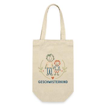 Geschwisterkind Brüder Illustration - Geschenkbeutel für Flaschen - Natur - Vorne