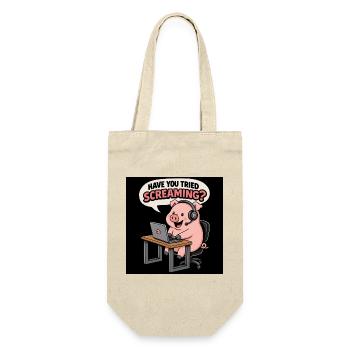 Pig at the headset desk - Gift Bag for Bottles - nature - Front
