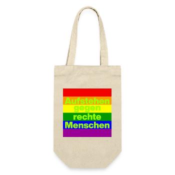 AUFSTEHEN GEGEN RECHTE MENSCHEN NIE WIEDER, NO NZS - Geschenkbeutel für Flaschen - Natur - Vorne
