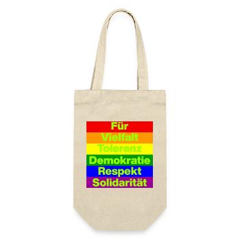 VIELFALT TOLERANZ DEMOKRATIE RESPEKT SOLIDARITÄT - Geschenkbeutel für Flaschen - Natur - Vorne