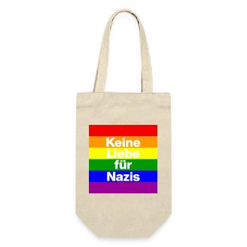 KEINE LIEBE FÜR NAZIS, NIE WIEDER, NO NZS, FRIEDEN - Geschenkbeutel für Flaschen - Natur - Vorne