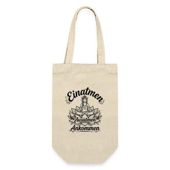 Einatmen Ausatmen Ankommen - Boho Yoga - Geschenkbeutel für Flaschen - Natur - Vorne