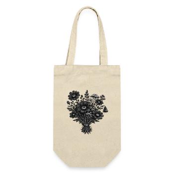 Botanique de linogravure vintage des fleurs sauvages - Sac à bouteille - nature - Devant