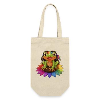 Grenouille Rasta sur le signe de paix de la fleur de tournesol - Sac à bouteille - nature - Devant
