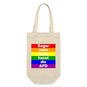SOGAR MEIN HUND HASST DIE AFD, NO AFD NO NZS WEISS - Geschenkbeutel für Flaschen - Natur - Vorne