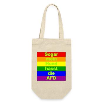 SOGAR MEIN HUND HASST DIE AFD, NO AFD NO NZS GRÜN - Geschenkbeutel für Flaschen - Natur - Vorne