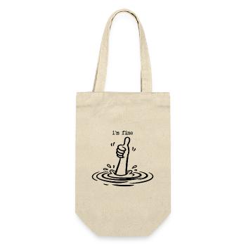 Mir geht's gut, lustiges Ertrinken Daumen hoch, dunkler Humor-Tee - Geschenkbeutel für Flaschen - Natur - Vorne