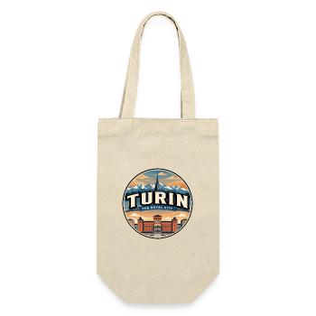 Retro Turiner Alpen Piazza Castello Abzeichen - Geschenkbeutel für Flaschen - Natur - Vorne
