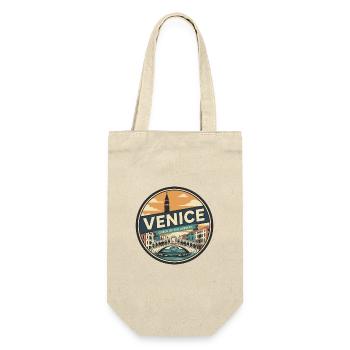 Retro Venice Rialto Bridge Gondelabzeichen - Geschenkbeutel für Flaschen - Natur - Vorne