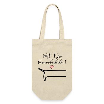 Freundschaft Herumdackeln Dackel - Geschenkbeutel für Flaschen - Natur - Vorne