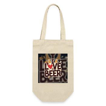 Ich liebe Bier Herz-Logo - Geschenkbeutel für Flaschen - Natur - Vorne