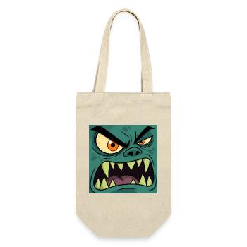 Wütendes Monster Gesicht – Cartoon Vektor Grafik - Geschenkbeutel für Flaschen - Natur - Vorne