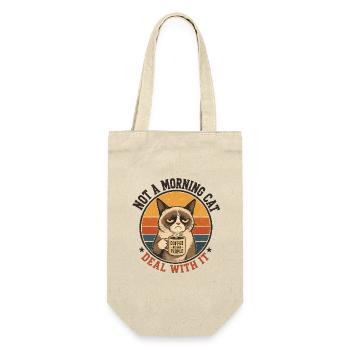 Not A Morning Cat - Lustiger Morgenmuffel Kaffee - Geschenkbeutel für Flaschen - Natur - Vorne