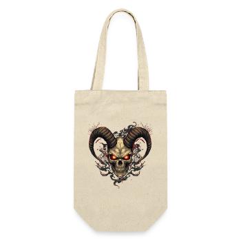 Höllischer Totenkopf mit Hörnern - Geschenkbeutel für Flaschen - Natur - Vorne