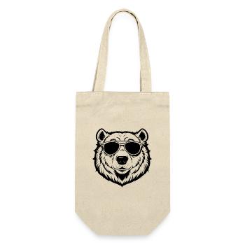 Cooler Eisbär mit Sonnenbrille - Geschenkbeutel für Flaschen - Natur - Vorne