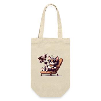 Süßes Katzen-Wochenend-Stimmungs-Katzenliebhaber-Shirt - Geschenkbeutel für Flaschen - Natur - Vorne