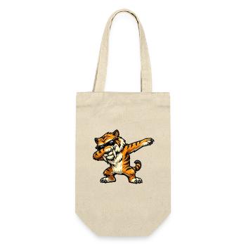 Dabbing Säbelzahntiger - Geschenkbeutel für Flaschen - Natur - Vorne